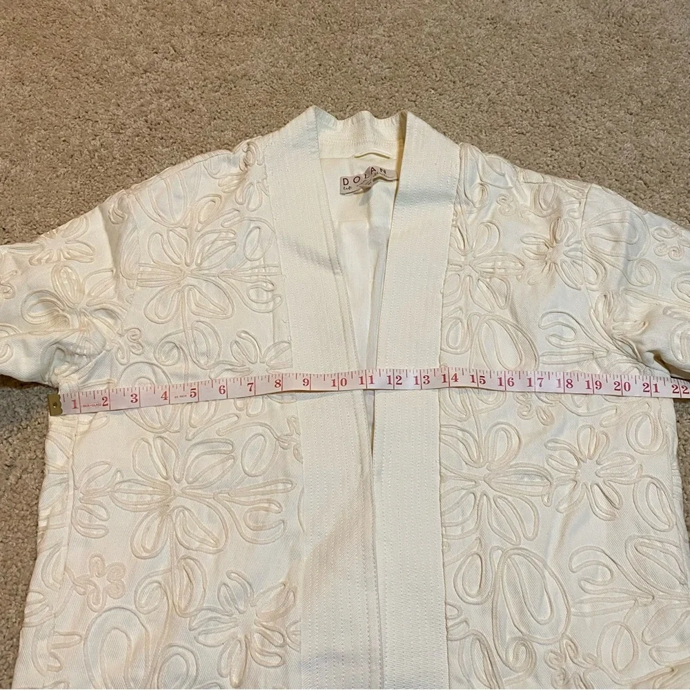 Anthropologie Embroidered String Kimono Style Jacket Spring Medium M RARE Creme